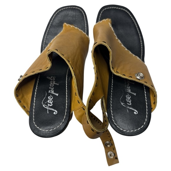 Free People Marlowe Sling Back Block Heels In Tan Leather Shoes Size: US 10 - Picture 5 of 13